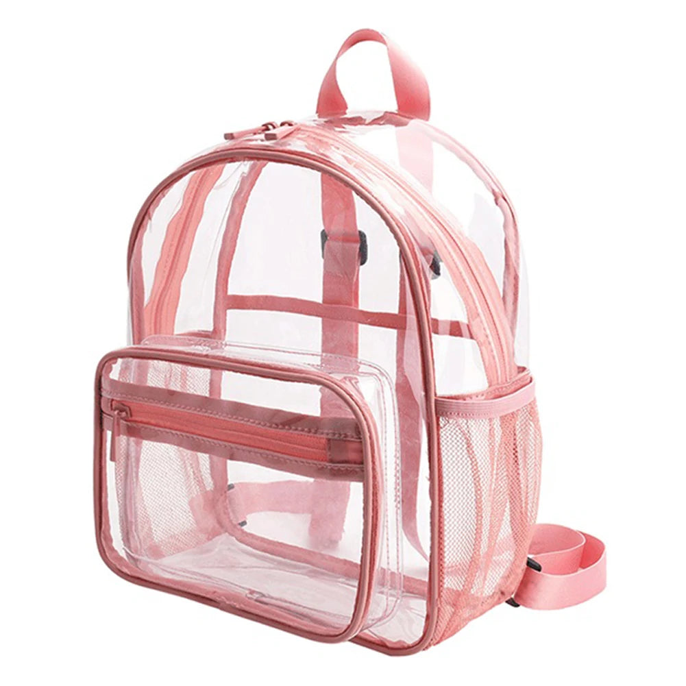 Mochila transparente de PVC para esportes ao ar livre, fitness, casual, viagem, visível, grande capacidade, à prova d'água, alça superior, mochila escolar
