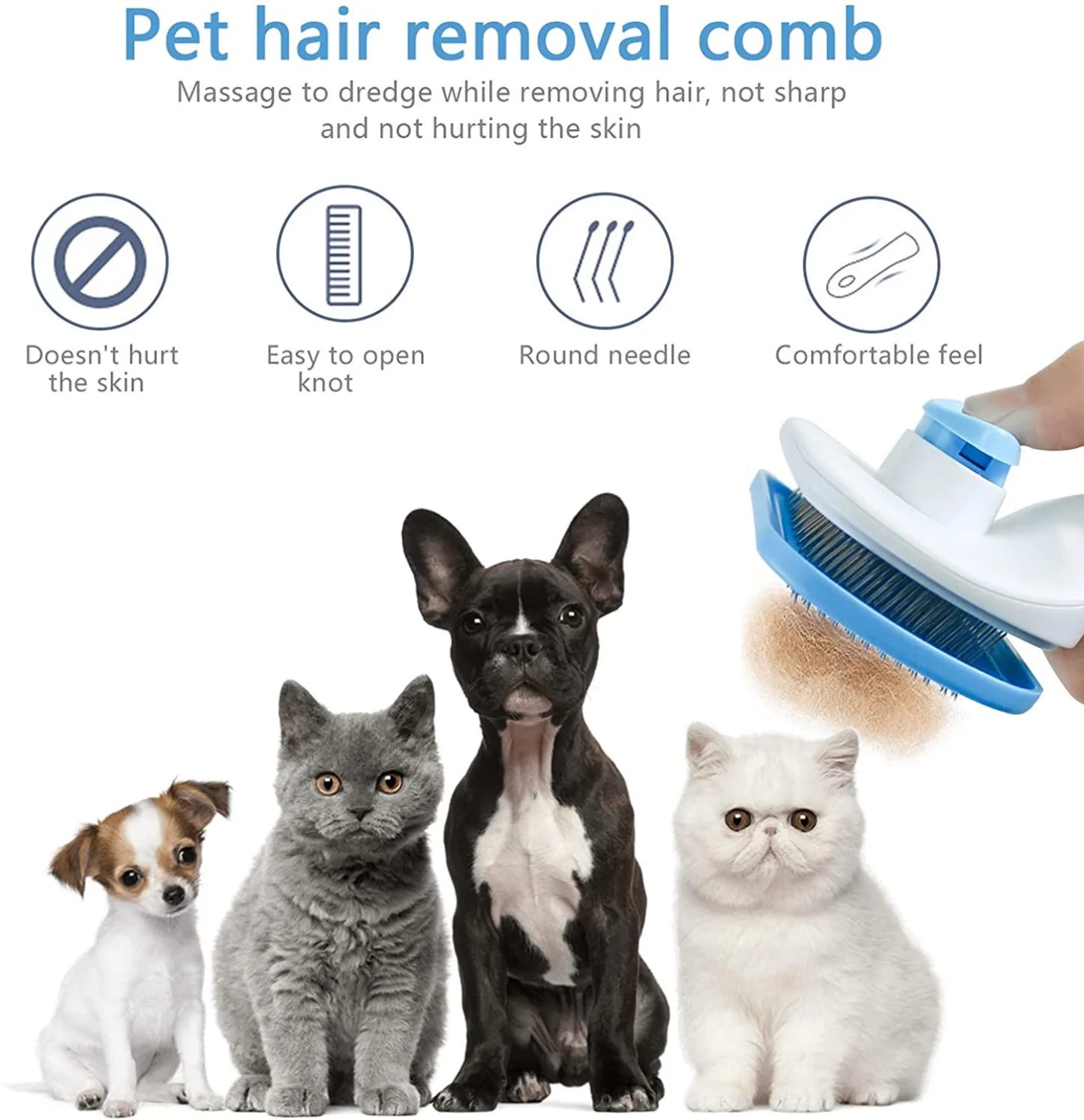 Escova removedora de pelos de cachorro, escova para limpeza e cuidados com pelos de cachorro e gato, pente para cães de pelo longo, remove pelos de animais de estimação, escova de banho e limpeza, suprimentos para cães