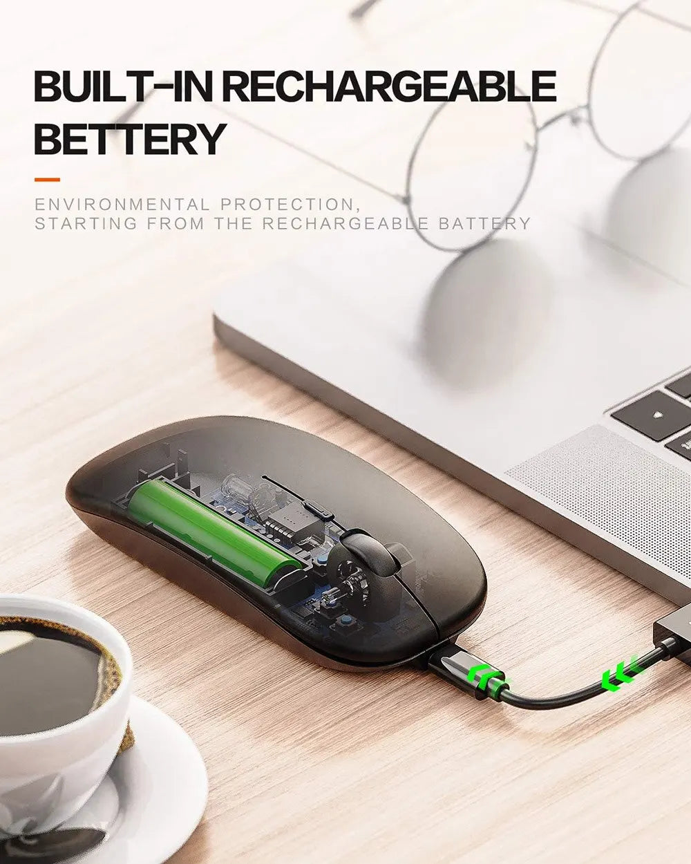 Mouse gamer sem fio, silencioso e mágico, adequado para laptops e tablets, com versões alimentadas por bateria e recarregáveis