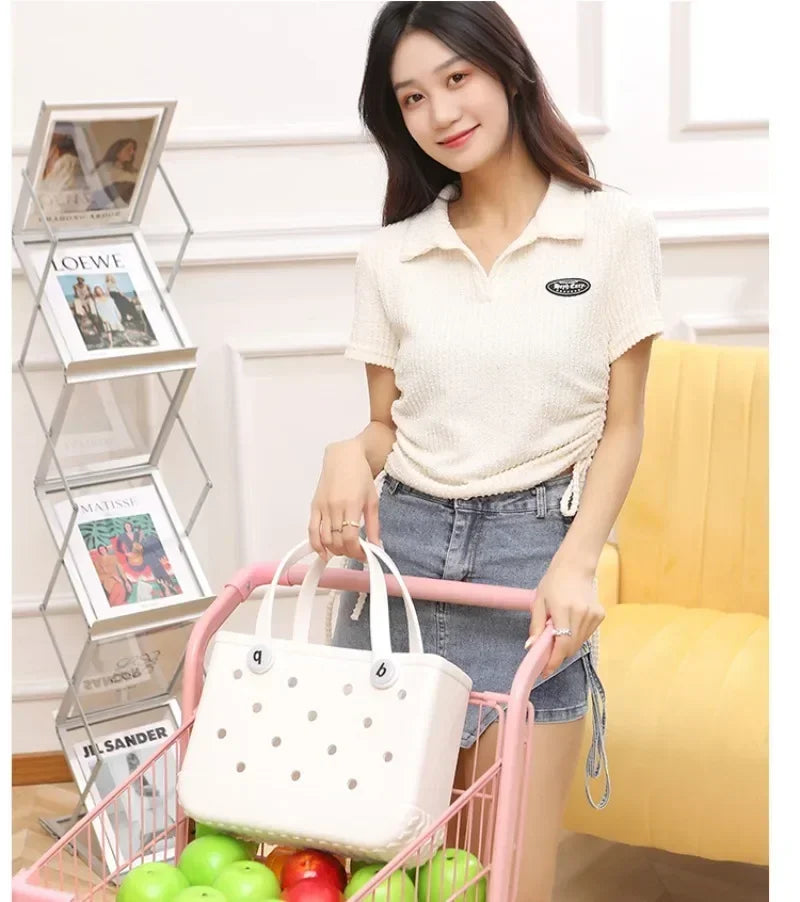 Cesta de armazenamento de verão à prova d'água Mini bolsa de praia infantil Bolsa de compras feminina Bolsa de compras de borracha para piquenique Bolsa de gelatina Bolsa de compras infantil