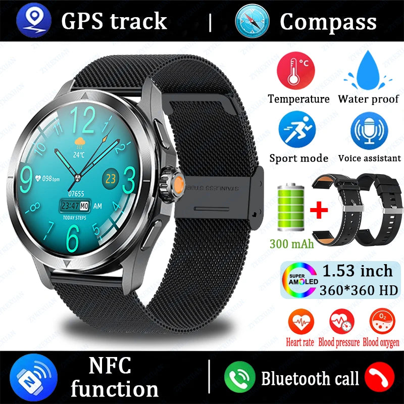 Novo 2025 para Xiaomi S4 Ultra Smart Watch Masculino AMOLED Esporte ao Ar Livre NFC GPS Rastreador de Frequência Cardíaca À Prova D'água Bluetooth Chamada Smartwatch