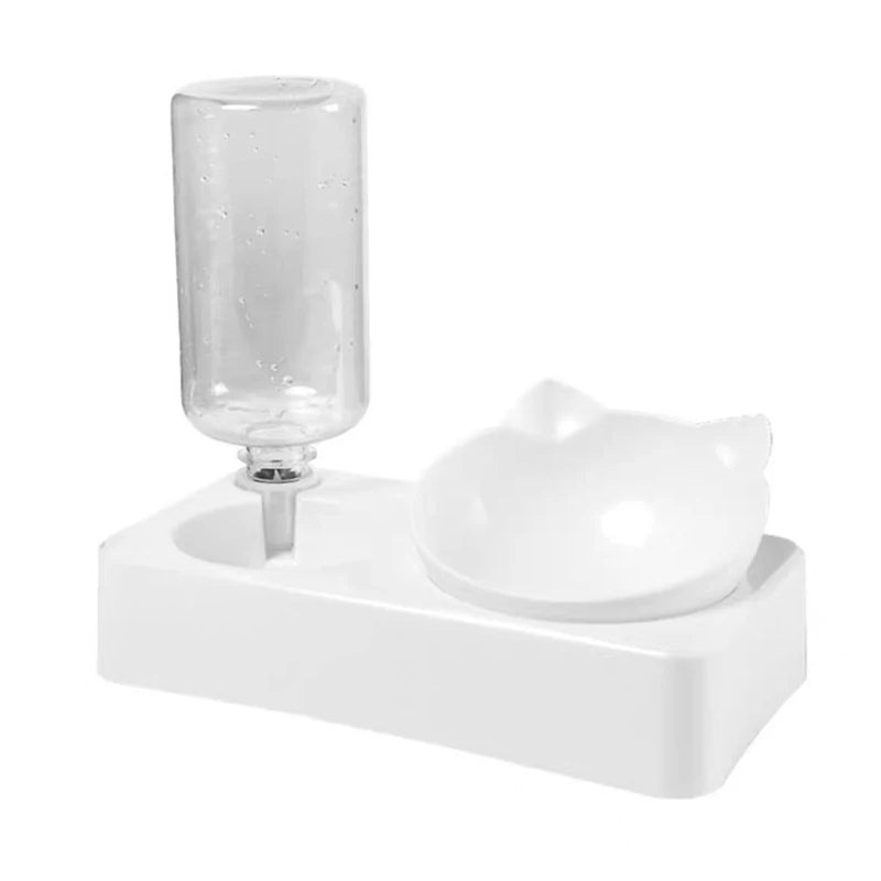 Tigelas duplas para cães e gatos, tigelas para água e comida inclinadas 15 graus, tigelas elevadas para gatos com garrafa de água automática - alimentador para animais de estimação