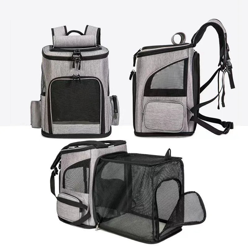 Mochila para transporte de animais de estimação respirável, dobrável, bolsa de viagem expansível, grande capacidade, criativa para cães e gatos