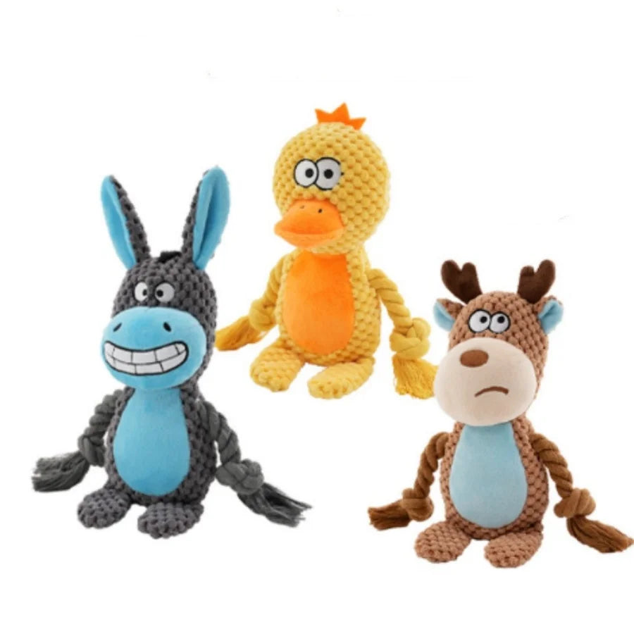 Brinquedo de empurrar fofo para animais de estimação, cachorro, auto-alívio, vocalização, elefante, raposa, gato, ranger de dentes e morder, brinquedo interativo de limpeza e mastigação