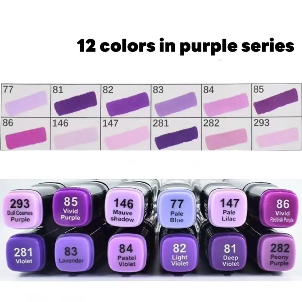 12 Colors Alcohol Oily Art Marker Pen Set for Draw Double Headed Sketching Oily Tip Based Markers Graffiti Manga Art Supplies