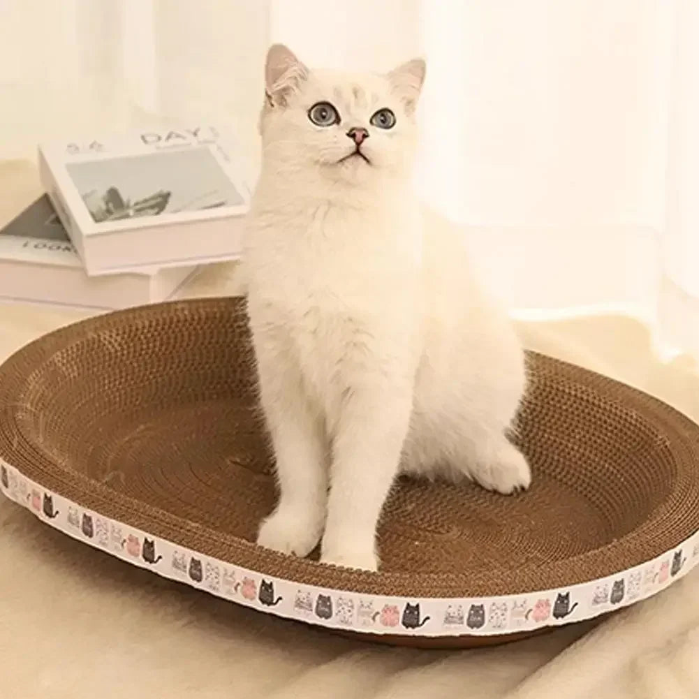 Cat Scratcher Cardboard Cat Scratcher Bed Corrugated Oval Cat Scratch Pad Board Claw Toys for Cats Wear-Resistant Cat Bed Nest