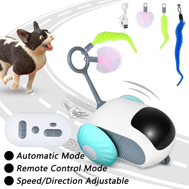 Bola automática para provocar gatos com movimento automático e cauda falsa, brinquedo interativo com sensor inteligente recarregável para gatos em ambientes internos