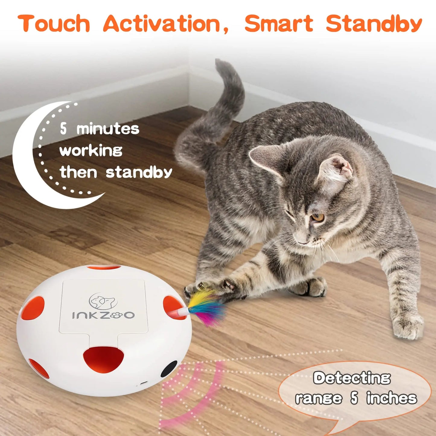 Brinquedos para gatos INKZOO, brinquedos interativos para gatos de interior, brinquedo interativo inteligente para gatinhos, brinquedo automático para ratos com 7 furos que mata toupeiras