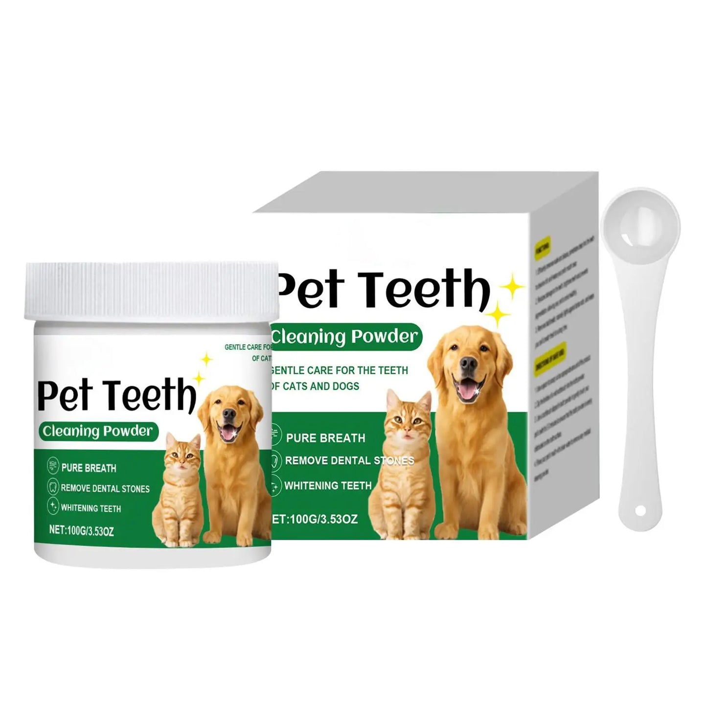 Pó para dentes de cães, removedor de mau hálito para dentes, produtos de limpeza suaves e duradouros, suprimentos para animais de estimação resistentes a odores