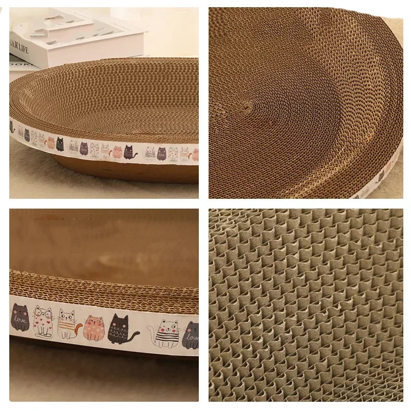 Arranhador ondulado para gatos, redondo, oval, com garras de moagem, resistente ao desgaste, cama para gatos, acessórios para gatos