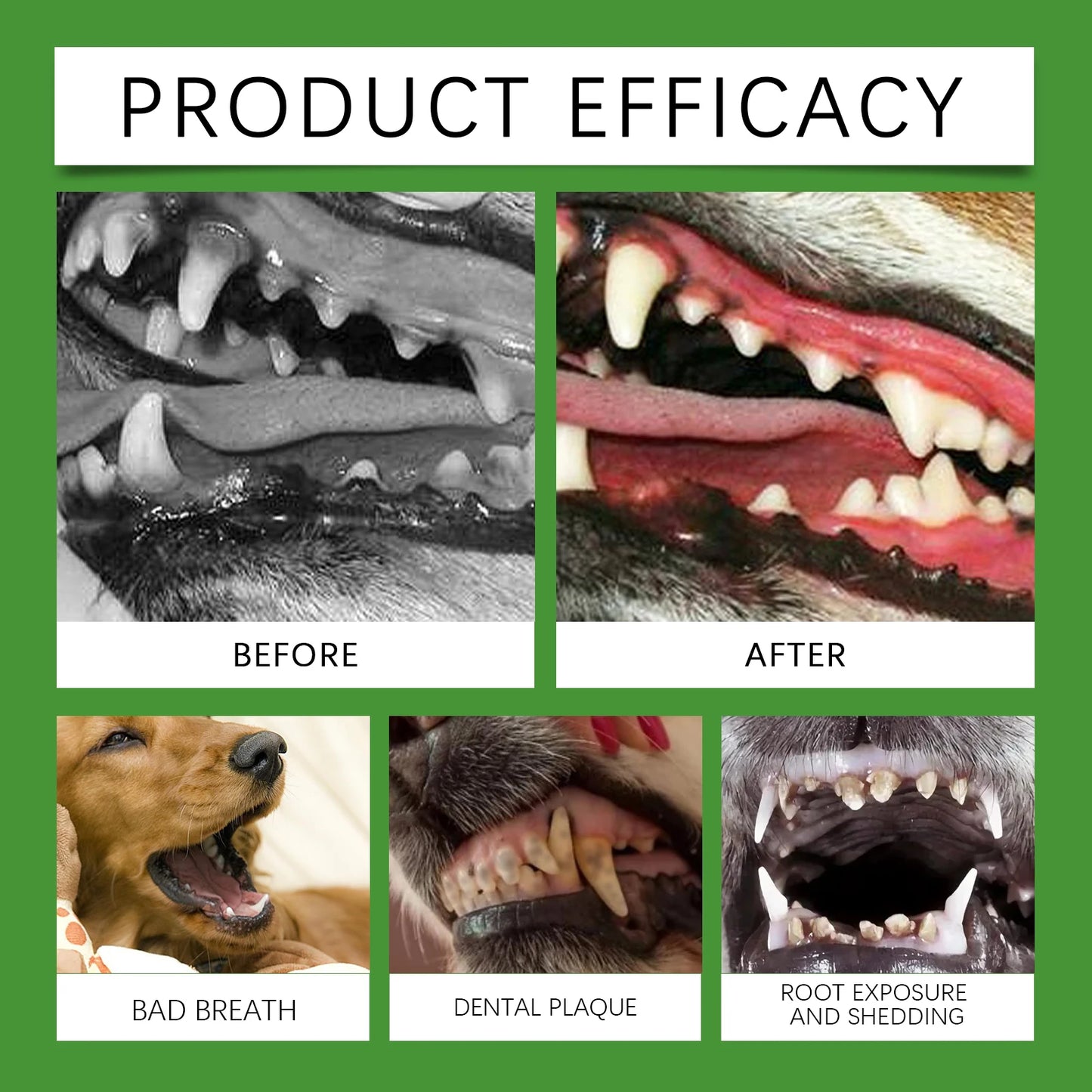 Pó para limpeza de dentes de cachorro Yegbong 150g - Cuidado dental suave para animais de estimação - Remove tártaro, manchas e mau hálito - Clareia os dentes