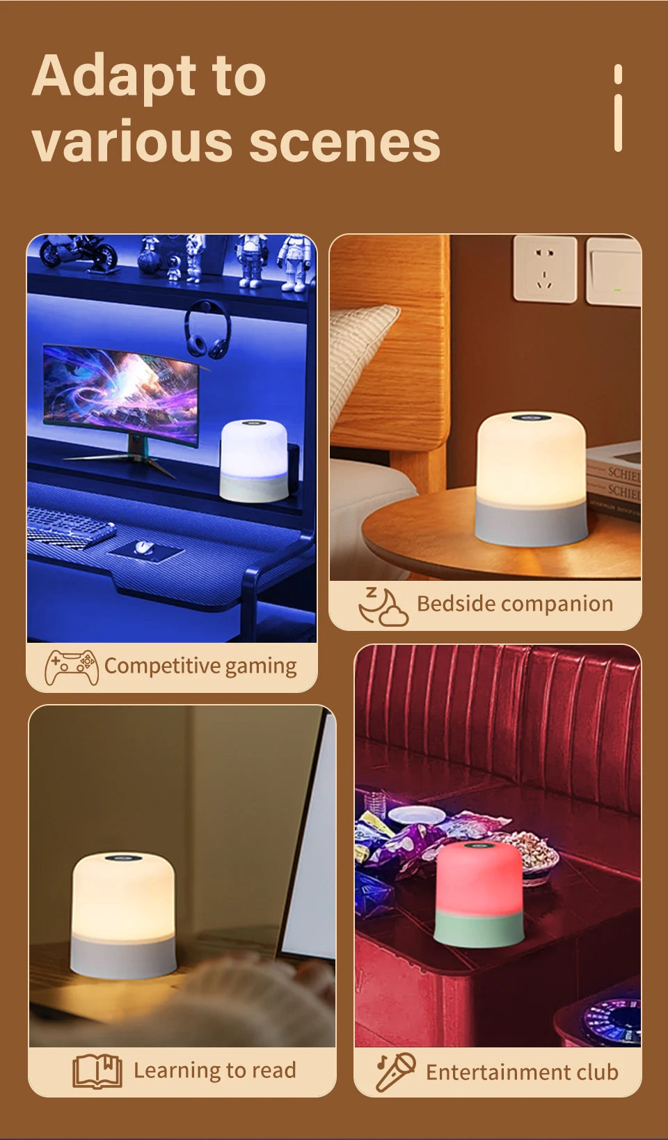 Lâmpada noturna LED sensível ao toque, USB, recarregável, regulável, de cabeceira, para decoração de quarto, presente de Natal, lâmpada noturna infantil