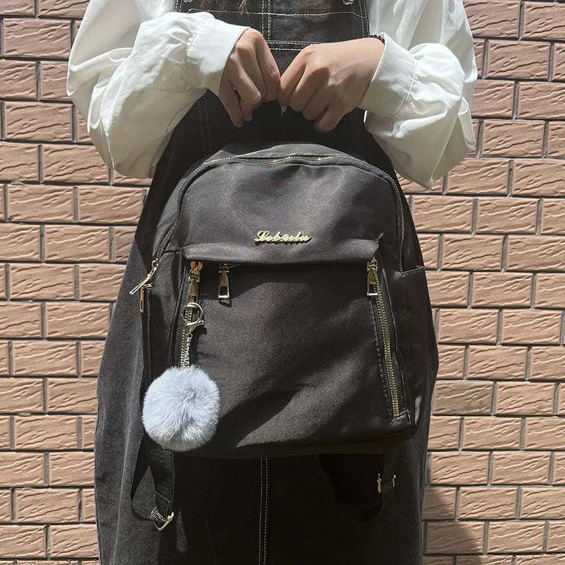 Mochila feminina de viagem casual à prova d'água Oxford bolsa de ombro feminina grande capacidade bolsa preta bolsa escolar