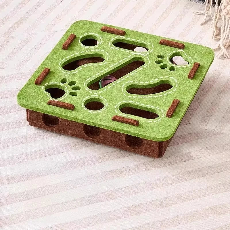 Brinquedo de quebra-cabeça para gatos, caixa de feltro, brinquedo de exercício para gatos com bola, entretenimento esportivo interno, brinquedos de caça para gatos domésticos