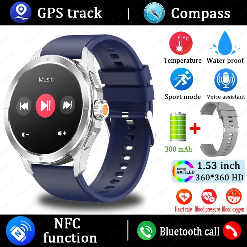 Novo 2025 para Xiaomi S4 Ultra Smart Watch Masculino AMOLED Esporte ao Ar Livre NFC GPS Rastreador de Frequência Cardíaca À Prova D'água Bluetooth Chamada Smartwatch