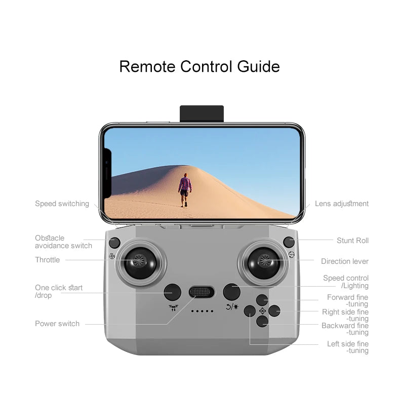 Mini drone Xiaomi D16 com câmera HD 8K ajustável de 180° e WiFi com fluxo de luz, drone de bolso para evitar obstáculos, quadricóptero RC