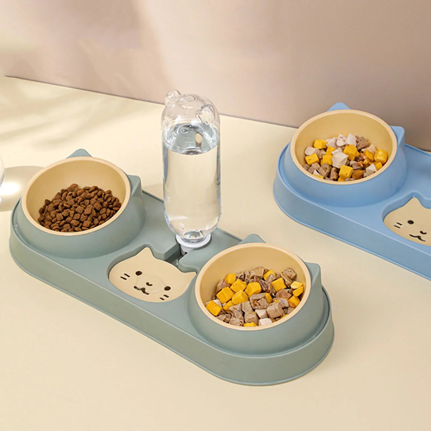 Tigela para gatos, alimentador automático, tigela para comida de cachorro com bebedouro, tigela dupla com suporte elevado, tigelas para gatos