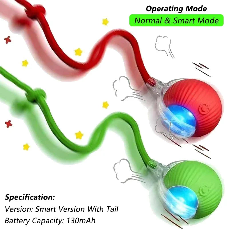 Bola de brinquedo interativa para gatos, bola rolante automática com cauda, brinquedo interativo inteligente recarregável para animais de estimação, rato inteligente para gatos