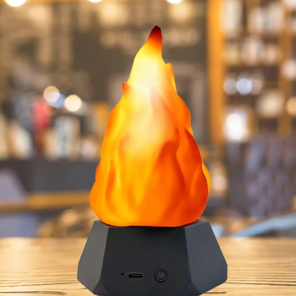Lâmpada de chama piscante recarregável USB, 35 horas de autonomia, economia de energia, luz noturna de fogo falso 3D, bateria recarregável, 3 modos