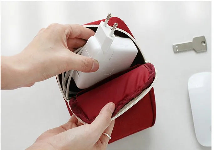 Carregador portátil de viagem, cabo de fone de ouvido, bolsa digital, bolsa de armazenamento, organizador de gadgets de viagem, acessórios eletrônicos, estojo de armazenamento