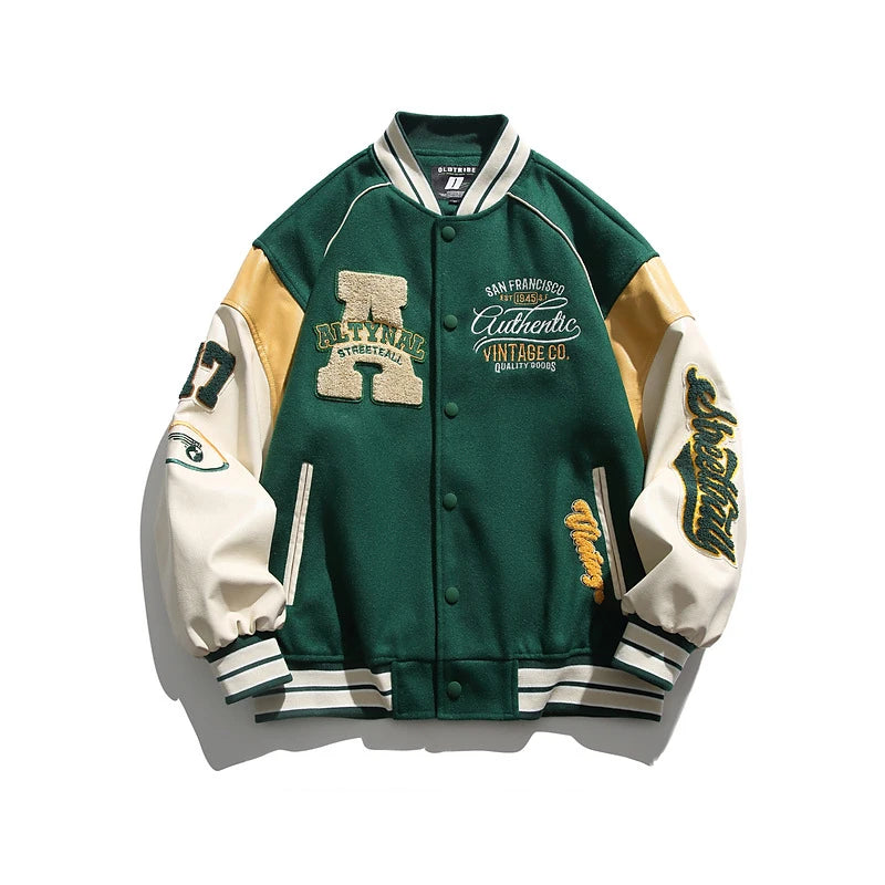 Jaqueta de beisebol masculina 2024, casual, com bordado, uniforme de beisebol, outono, jaqueta para atividades ao ar livre, casaco casual anti-vento, roupas masculinas