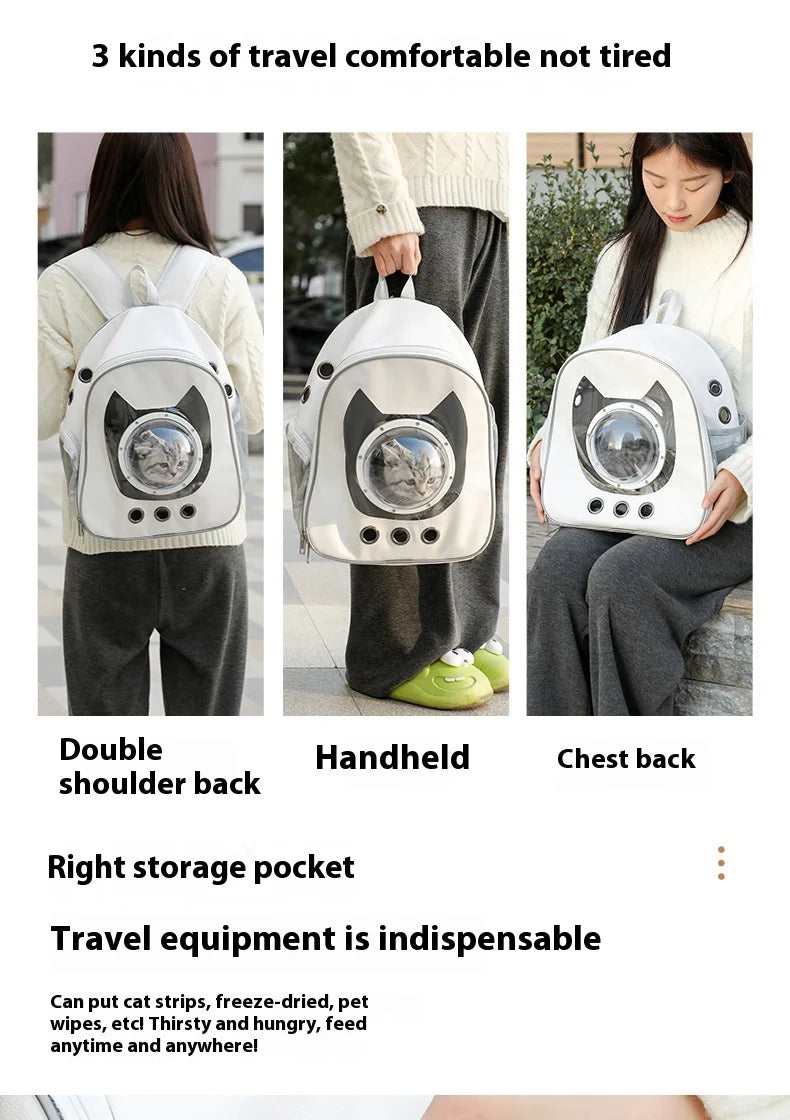 Mochila para animais de estimação Space Capsule com visão de 360°/malha respirável/alça de segurança para transporte de gatos/transportadora de cães com bolha transparente