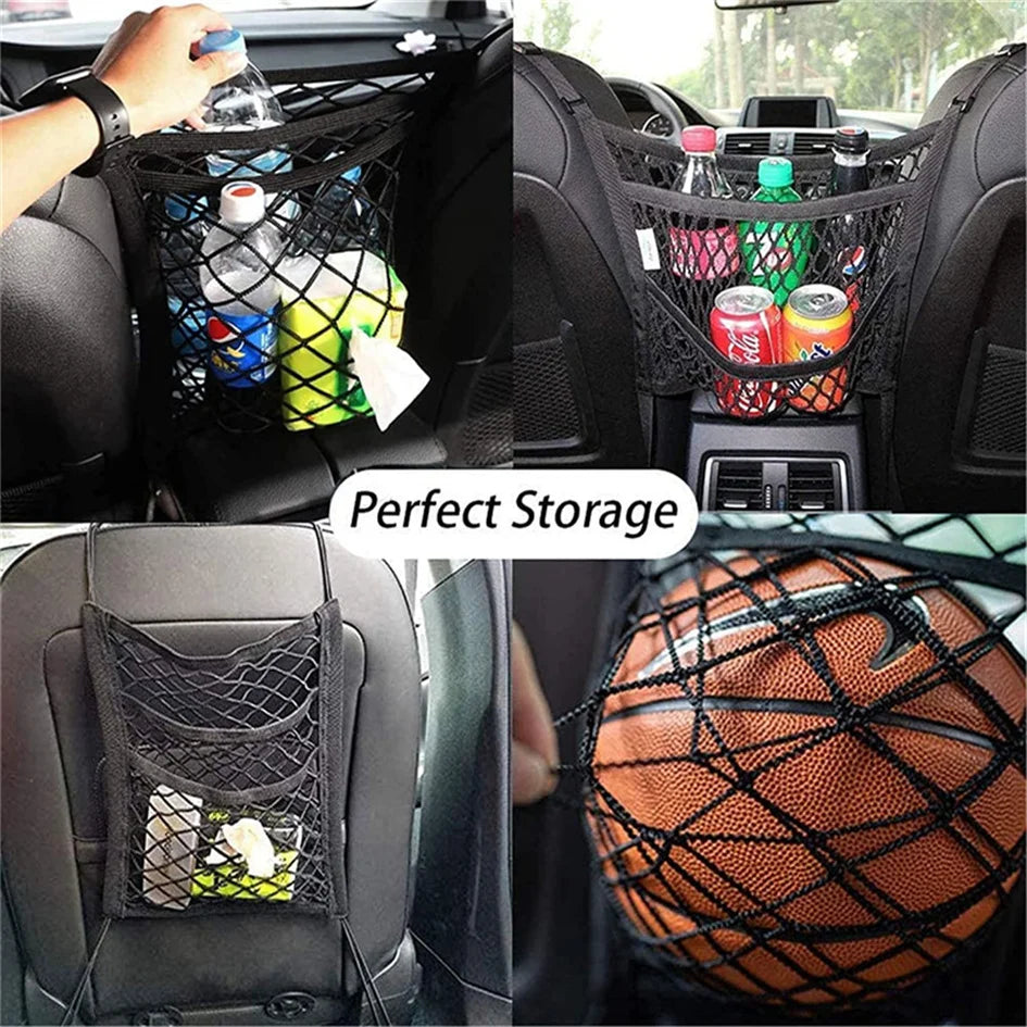 Rede de proteção para cães e animais de estimação, barreira de segurança para viagens, transportadora de carro, cerca para assento traseiro, anticolisão para crianças e animais de estimação com bolsa de armazenamento