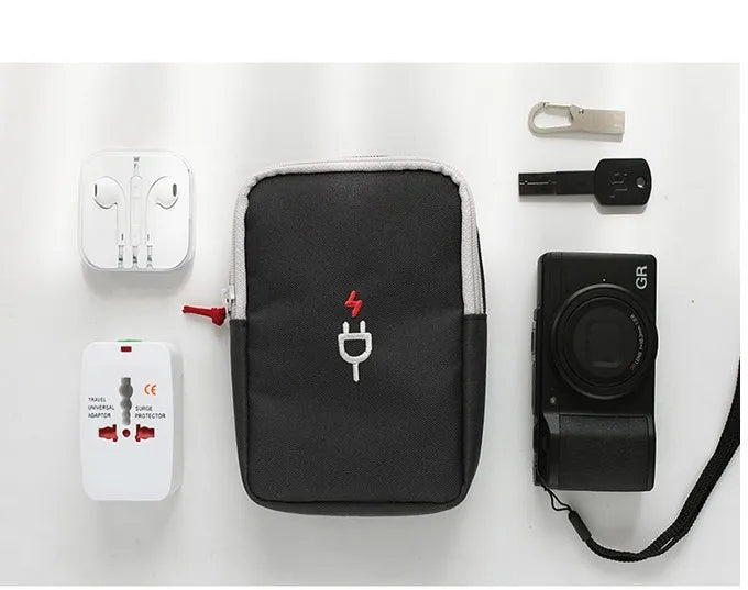 Carregador portátil de viagem, cabo de fone de ouvido, bolsa digital, bolsa de armazenamento, organizador de gadgets de viagem, acessórios eletrônicos, estojo de armazenamento