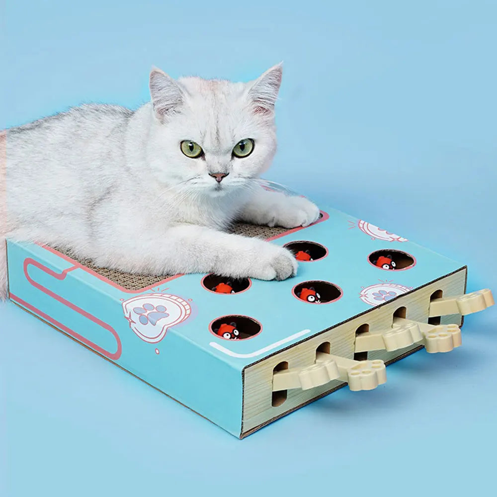 Brinquedo para gatos Whack-a-Mole, brinquedo para arranhar gatos, descanso para garras, brinquedo interativo divertido para gatos, suprimentos multifuncionais para gatos