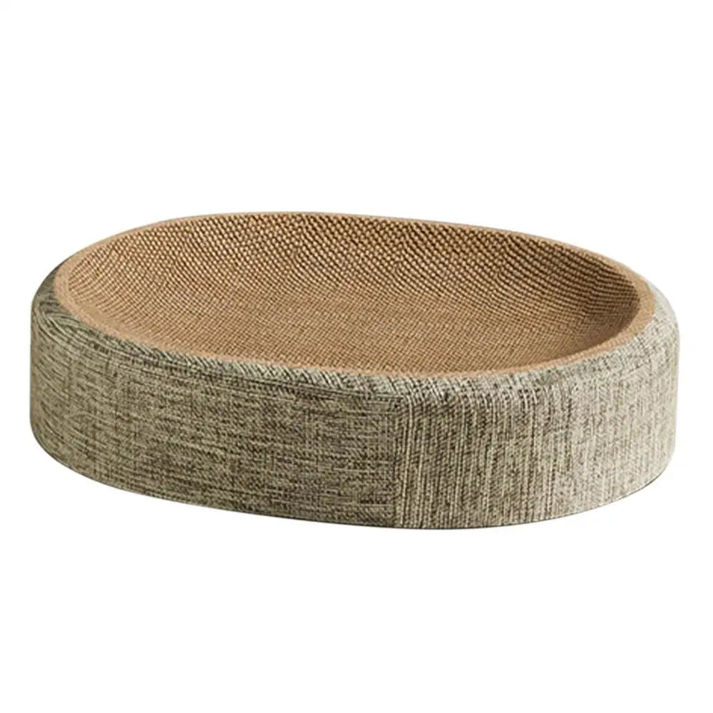 Arranhador oval para gatos, cama de sisal para arranhar, tapete de dormir multifuncional para animais de estimação, cama arranhadora para gatos descansarem