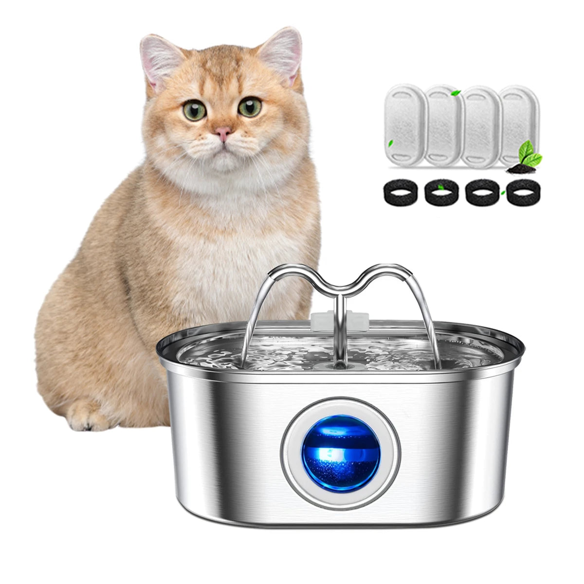 Dispensador de água para cães à prova de derramamento, tigela de aço inoxidável com capacidade de 3,2 L, adequada para cães e gatos