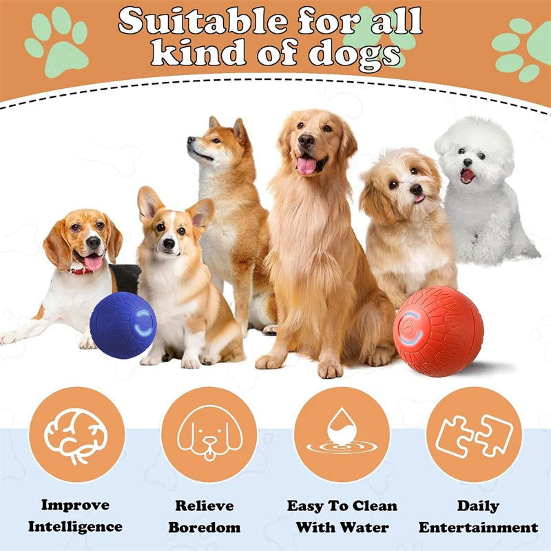 Bola de brinquedo inteligente para cachorro, brinquedo eletrônico interativo automático para animais de estimação, com rolamento, recarregável por USB, que salta para filhotes e cães grandes, brinquedo de mastigar