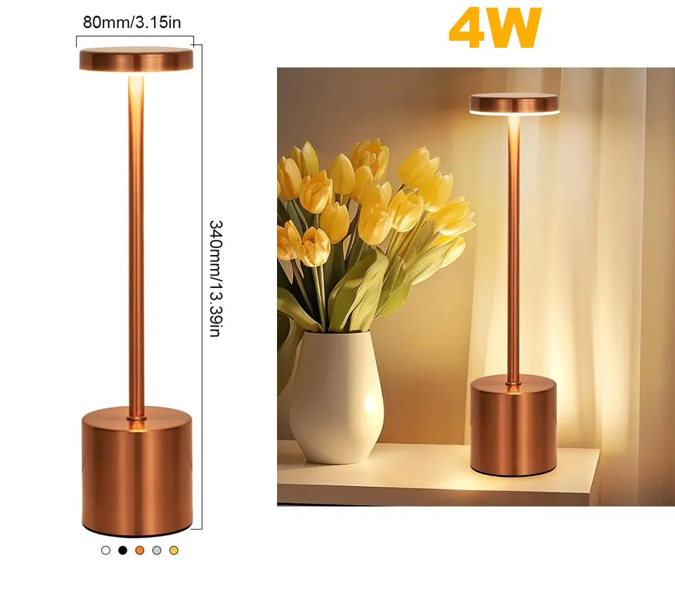 Abajur de mesa USB recarregável sem fio, abajur com luz noturna sensível ao toque, decoração para casa, abajur retrô portátil para quarto