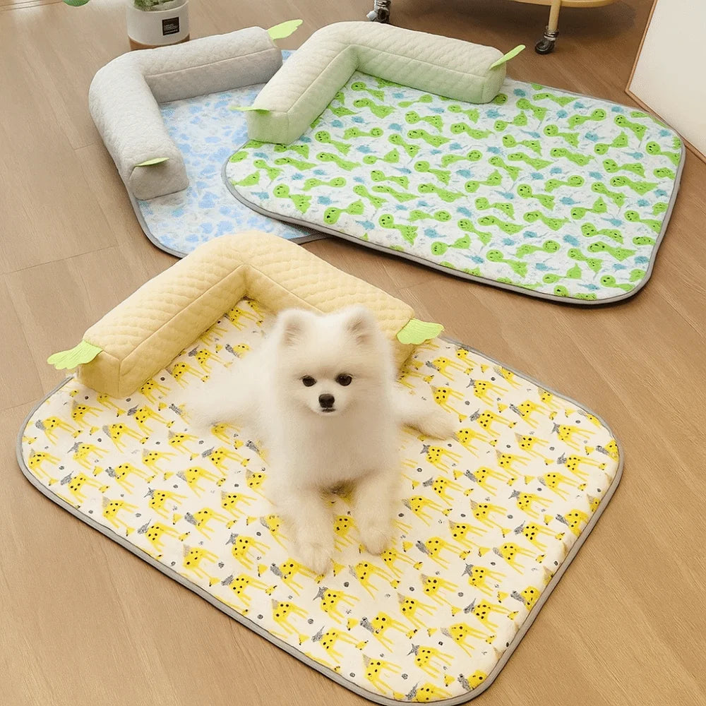 Cama para animais de estimação, tapete respirável, areia fria para animais de estimação, lavável, macio, tapete de dormir para cães, confortável, tapete de canil refrescante para filhotes e gatos