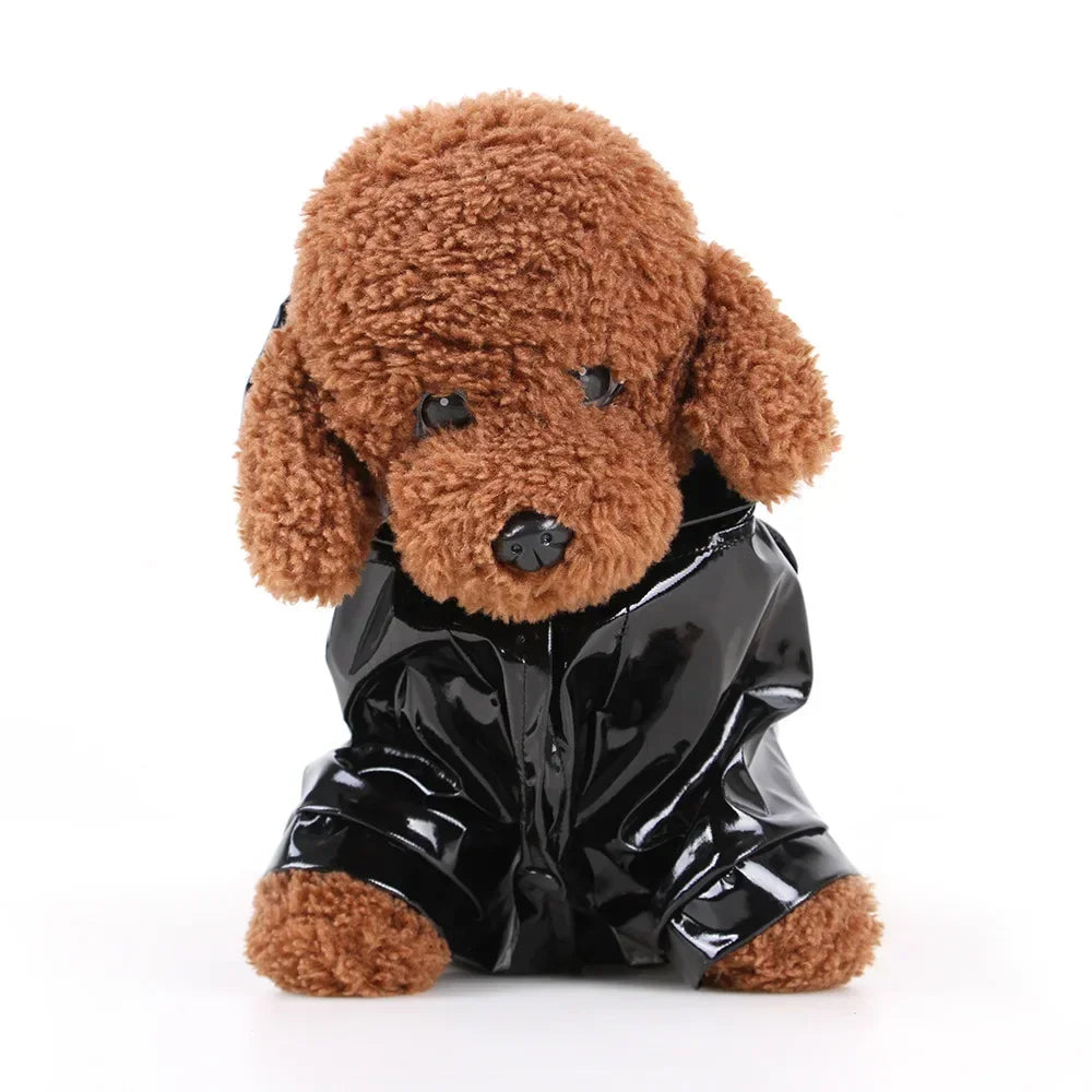 Capa de chuva impermeável para cachorros filhotes com capuz para cães pequenos Capa de chuva para animais de estimação com refletivo e furo para guia Roupas para cães ao ar livre no inverno