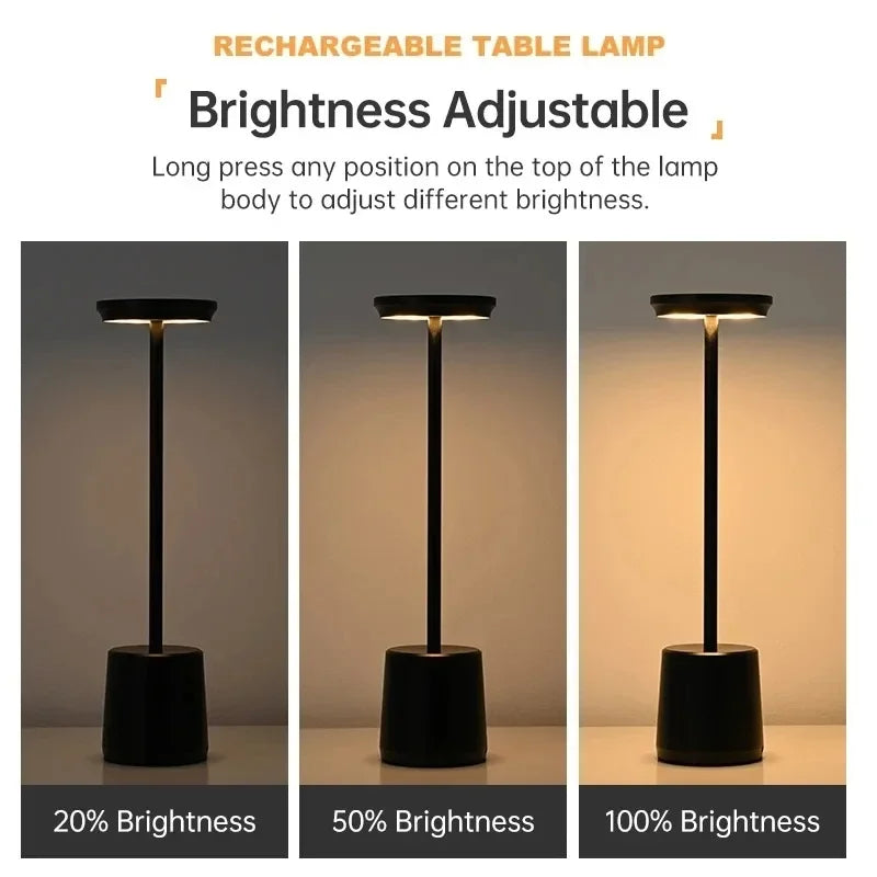 Luminária de mesa LED com sensor de toque, luz noturna de mesa, recarregável, sem fio, lâmpada de leitura, 3 cores, ajustável, luz ambiente criativa