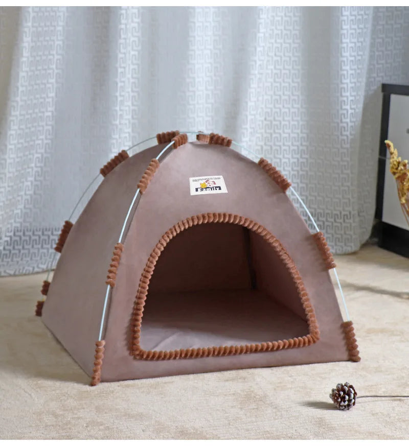 Casa dobrável para gatos, tenda para animais de estimação, quatro estações, ninho universal para gatos e cães, tapete refrescante de verão, portátil, dobrável e respirável para áreas externas