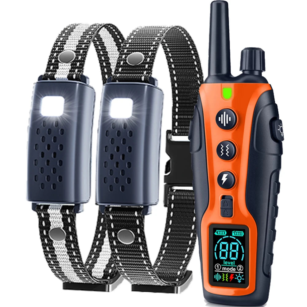 Coleira de treinamento elétrica para cães de 3280 pés com controle remoto, à prova d'água, para comportamento de animais de estimação, para filhotes de 5 a 120 libras, com choque de vibração