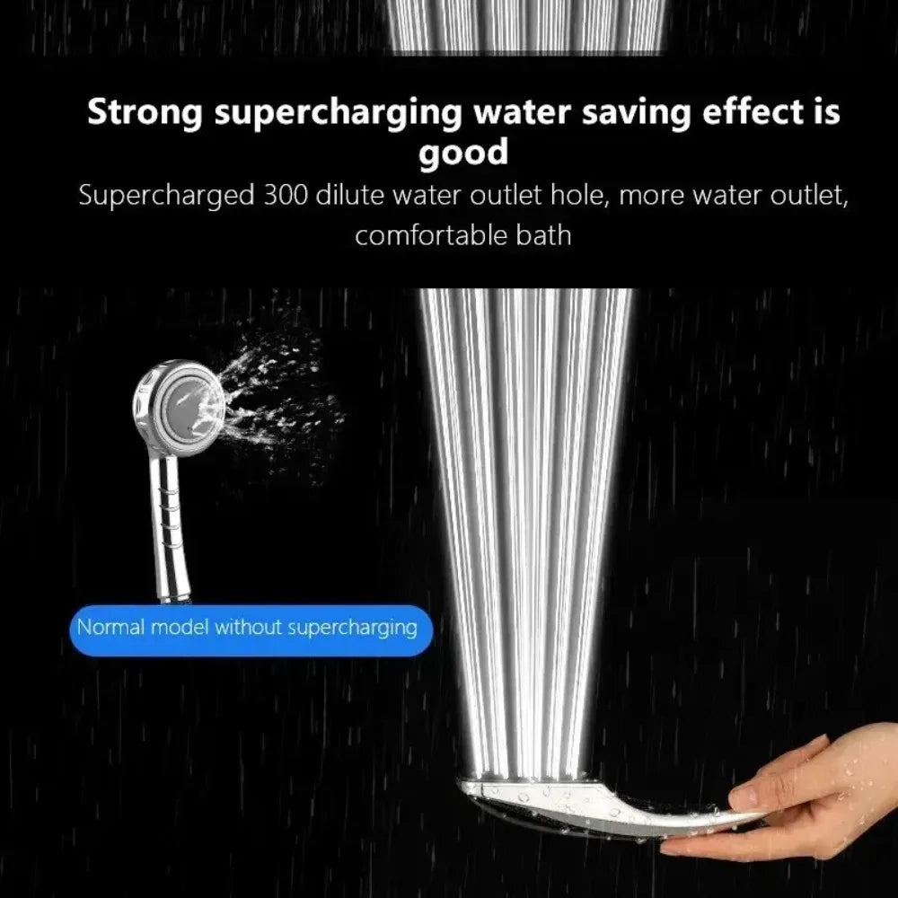 Chuveiro pressurizado de 300 furos, chuveiro de mão quadrado com bico de pulverização de chuva para economia de água, acessórios para banheiro