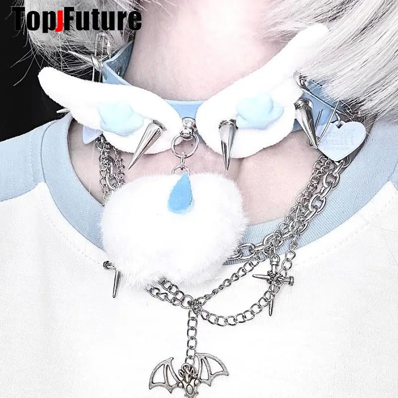 Mulheres Y2K Garota sangrenta punk Harajuku Gótico Lolita doente ferido colar curto Halloween cosplay adereços subcultura Gargantilhas Gargantilha