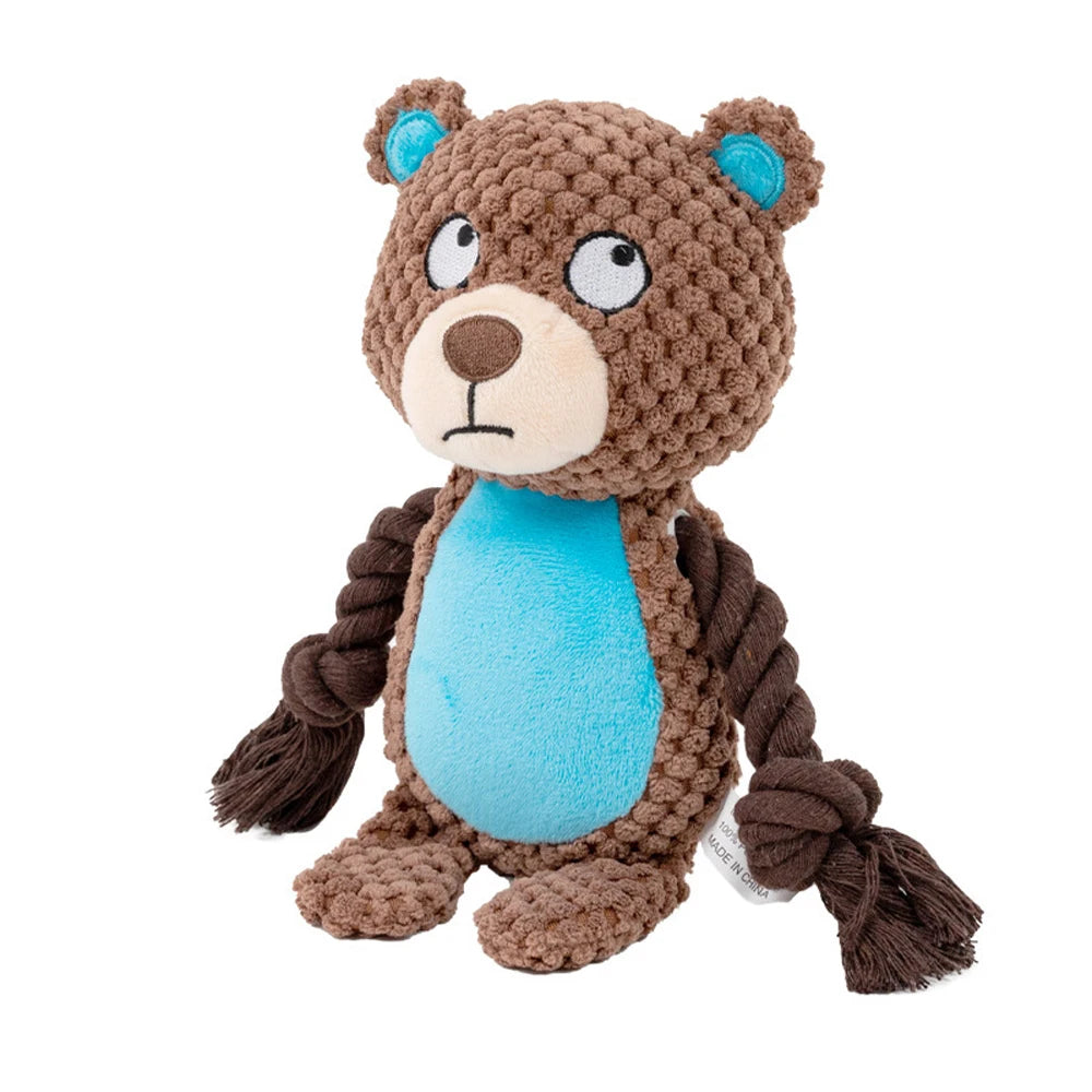 1 peça de brinquedo de pelúcia para cachorro, animal de desenho animado, fofo, filhote de cachorro, mastigável, brinquedo com nó, coelho de desenho animado, macaco