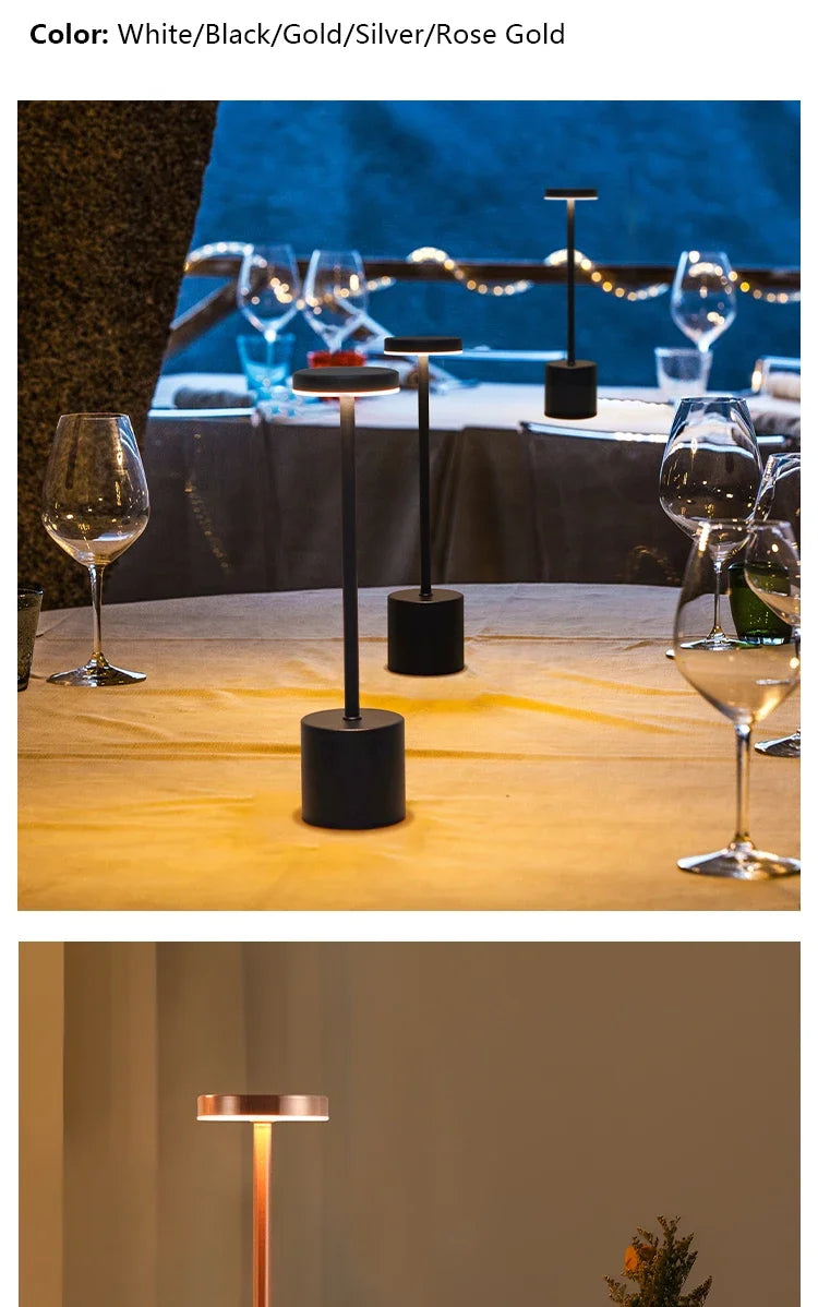 Luminária de mesa LED com sensor de toque, luz noturna de mesa, recarregável, sem fio, lâmpada de leitura, 3 cores, ajustável, luz ambiente criativa