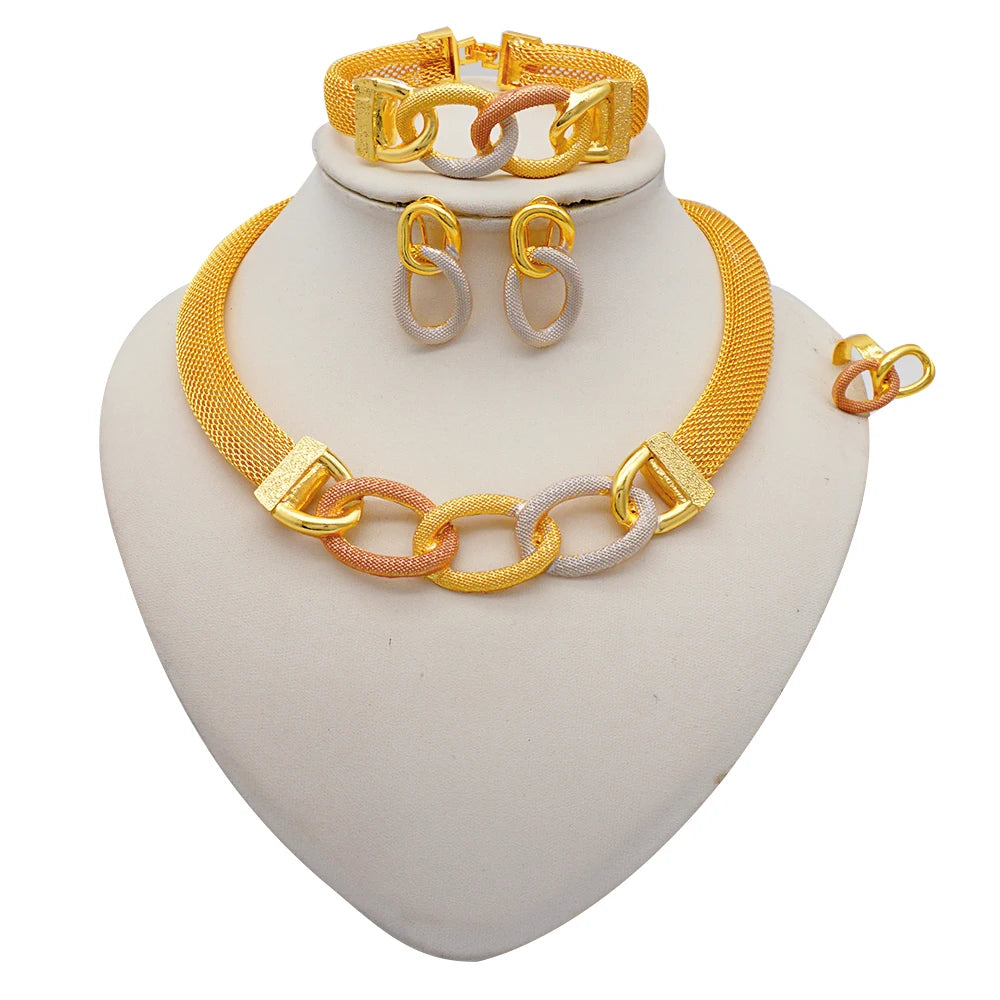 Conjuntos de joias finas 2023 para mulheres, presentes de casamento, colar, pulseira, brincos, anel, joias com contas africanas