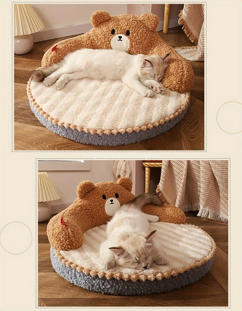 Soft Durable Round Cat Bed For Small Dogs And Cats - Removable Pet Mat And Mattress For Indoor And Outdoor Use