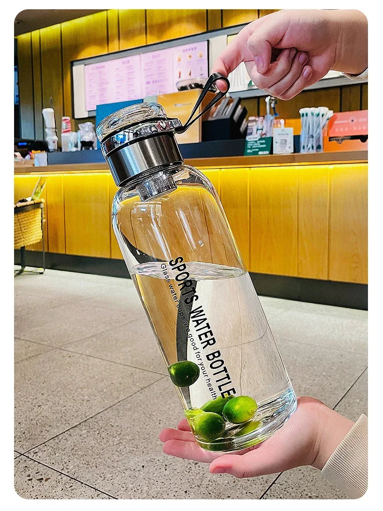 Garrafa de vidro grande de 2L para água, copo transparente para suco de leite, copo portátil à prova de vazamento para bebidas, chá, garrafa de vidro de 2L
