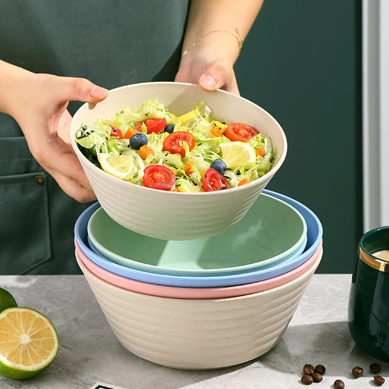 Tigela de sopa de palha de trigo, utensílios de mesa de plástico para micro-ondas, tigelas de salada de frutas, pratos de macarrão para cereais, pratos de jantar, utensílios de cozinha