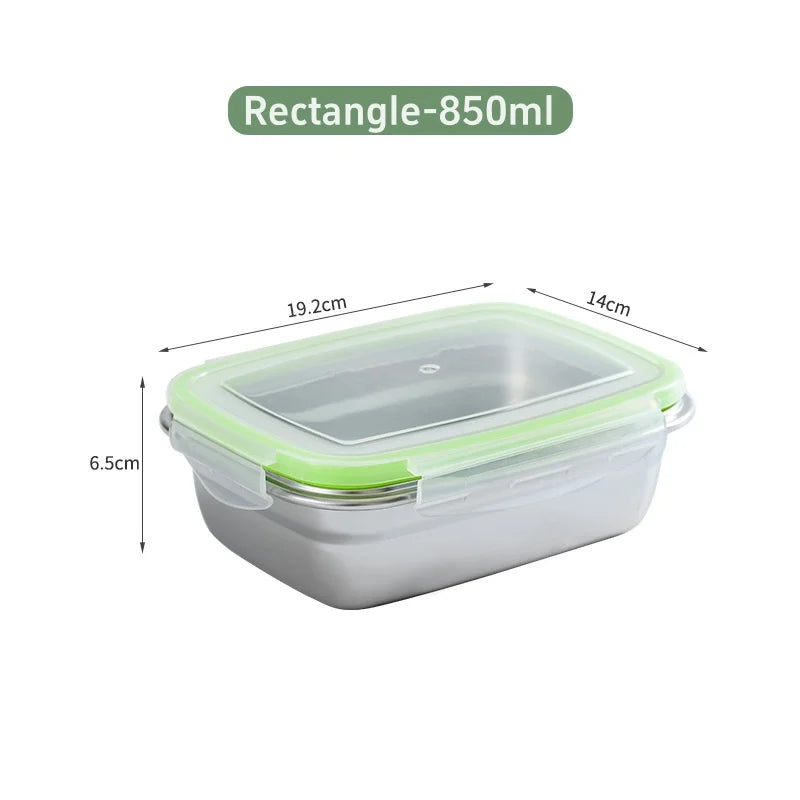 Caixa de armazenamento refrigerada de aço inoxidável 304, caixa de almoço selada à prova de vazamentos, caixa de frutas com tampa, recipiente para bolinhos, caixa de armazenamento refrigerada
