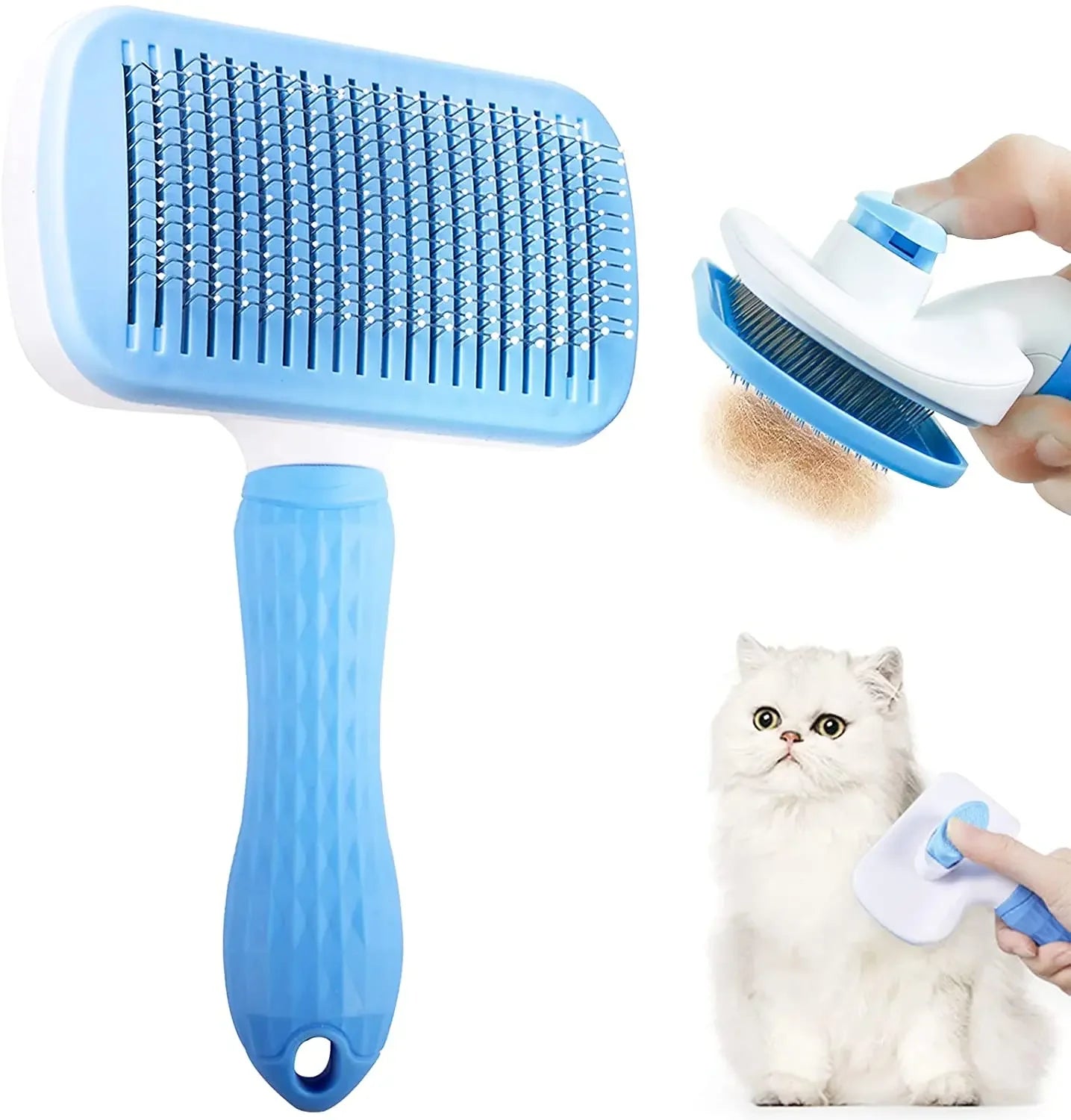 Escova removedora de pelos de cachorro, escova para limpeza e cuidados com pelos de cachorro e gato, pente para cães de pelo longo, remove pelos de animais de estimação, escova de banho e limpeza, suprimentos para cães