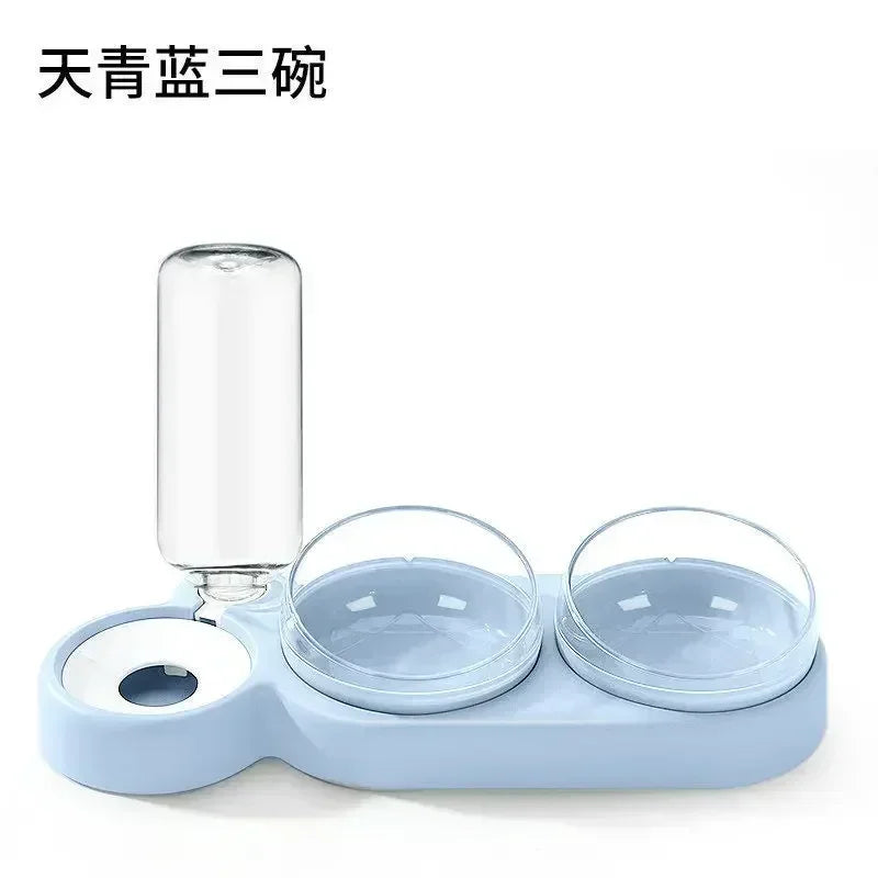 Pet Cat Food Bowl, Splash - proof Water, Three Bowl Neck Protection, Automatic Feeder, Water Storage Dispenser, Pet Dog Feeder