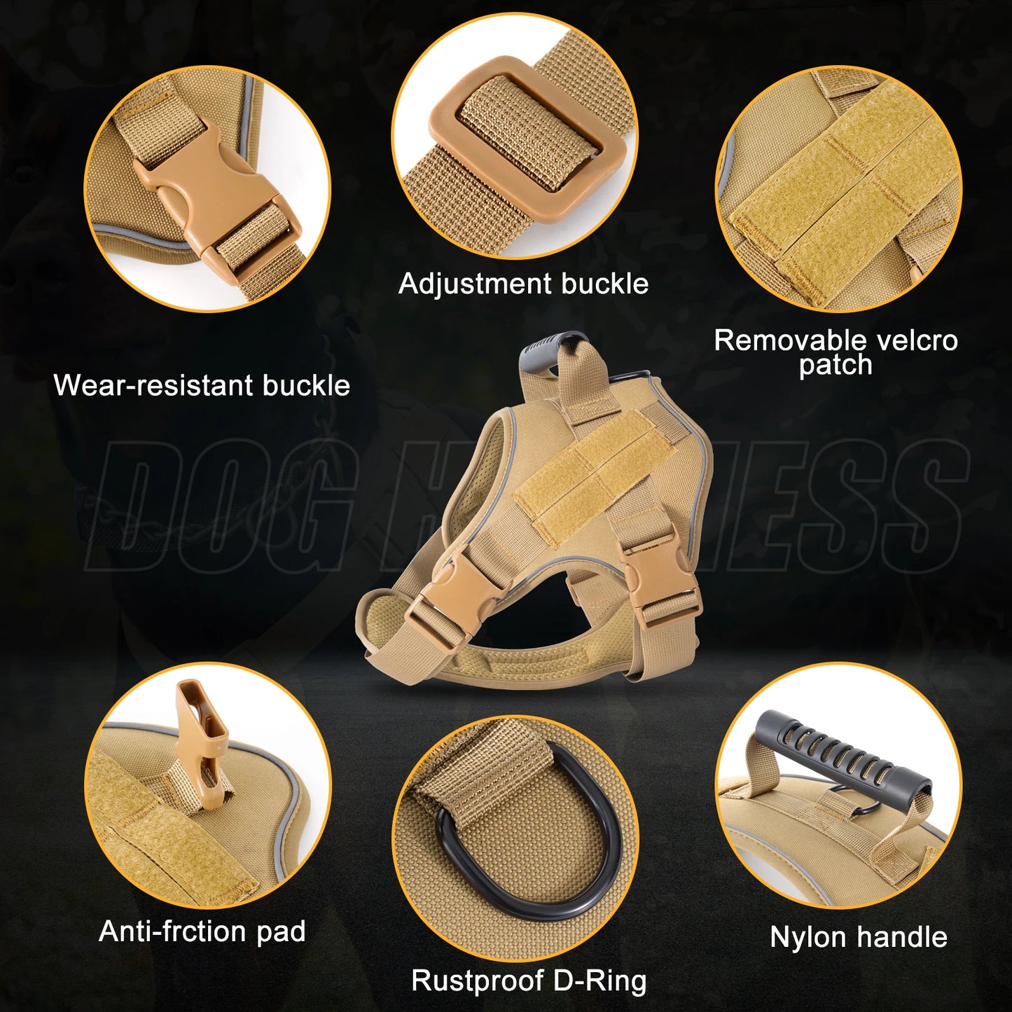 Arnês tático para cães, colete de treinamento para animais de estimação, Doberman Pinscher, arnês para cães de pequeno, médio e grande porte, à prova de explosão